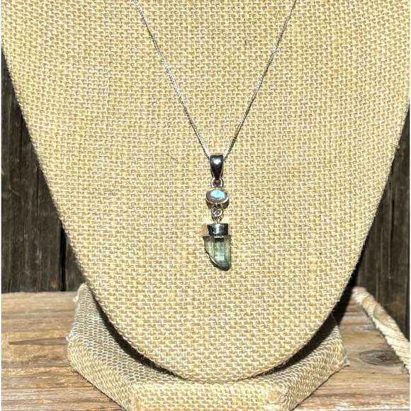 Aqua Aura Quartz & Moonstone Necklace - Picture 3 of 16